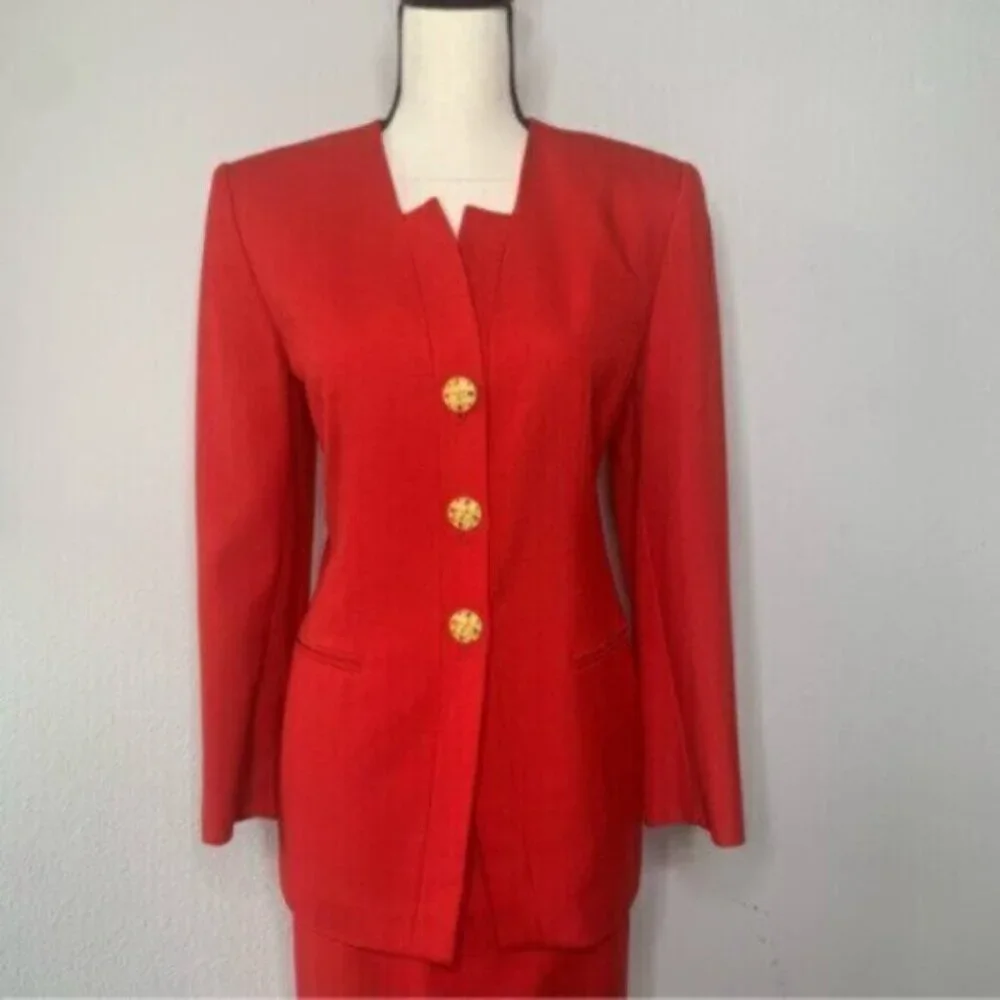 Stirling Cooper Red Vintage Two Piece Skirt Suit Set